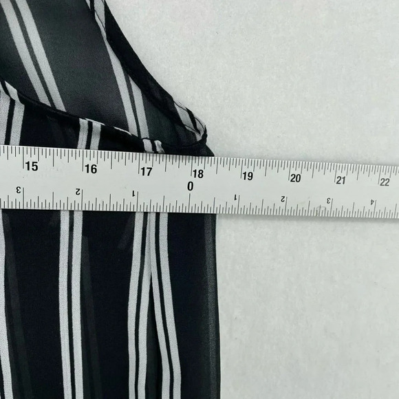 H&M Blouse Women's Sz 6 Black White Striped Sheer Unlined Collared Sleeveless - Picture 3 of 11